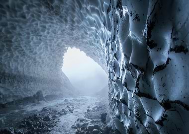Ice Cave Interior with Light at Entrance