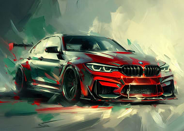 Red BMW M4 Digital Painting