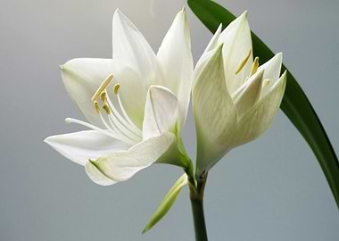 White Amaryllis Flower Close-Up