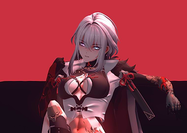 Anime Girl with Sword and Tattoos