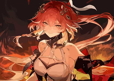 Anime Girl with Red Hair