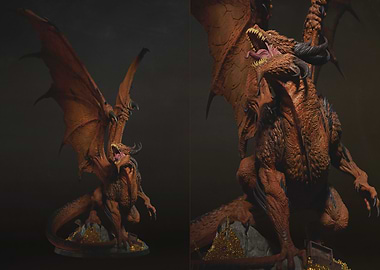 Detailed Dragon Statue with Open Mouth