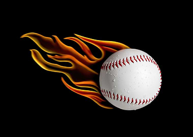 Flaming Baseball on Black Background