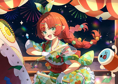 Anime Girl at Summer Festival