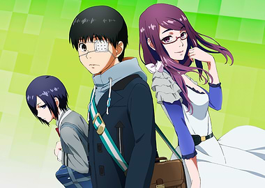 Tokyo Ghoul: Kaneki, Rize, and Touka