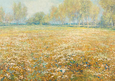 Impressionistic Meadow Landscape Painting