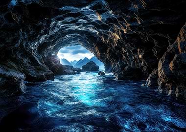 Cave with Water and Mountain View
