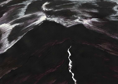 Dark Mountain Landscape with Lightning