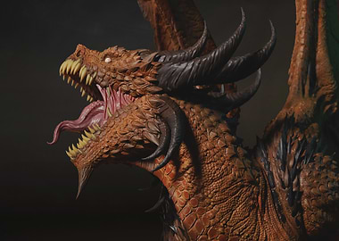 Detailed Dragon Head with Open Mouth