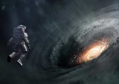 Astronaut in Space near Galaxy