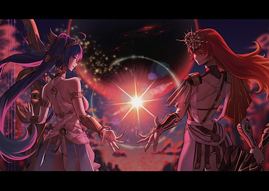 Anime Characters Reaching for Light