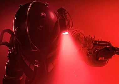Deep Sea Diver in Red Light