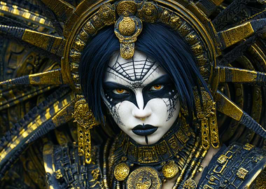 Aztec Goddess with Golden Headdress