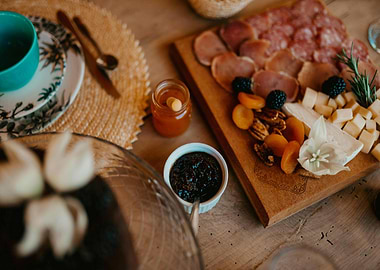 Gourmet Charcuterie Board with Cheese and Meats