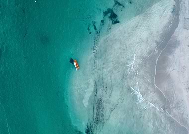 Aerial view of boat near beach