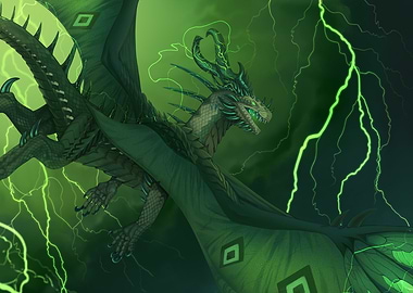 Green Dragon in Stormy Weather