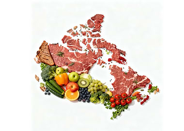 Canada Map Made of Food