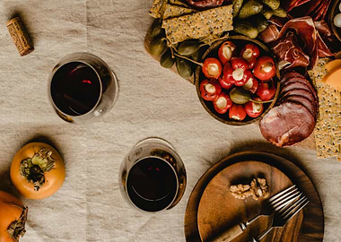 Wine and Charcuterie Still Life