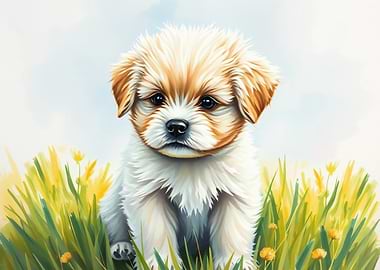 Cute Puppy in a Field