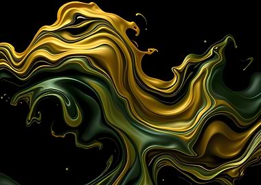 Molten Gold–Emerald Fluid Wave