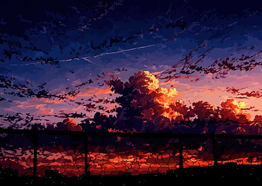 Dramatic Sunset Sky Digital Art