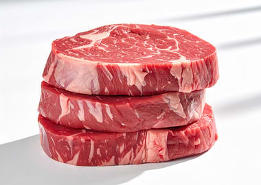 Stack of Raw Beef Steaks