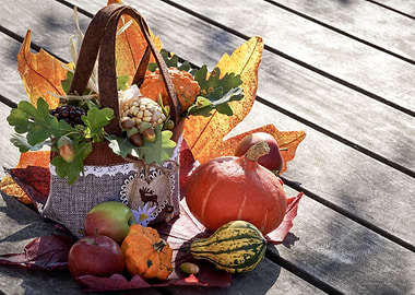 Autumn Harvest Basket Still Life