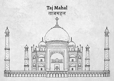 Sketch of Taj Mahal
