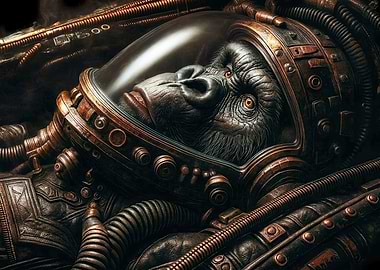 Steampunk Gorilla Astronaut Portrait