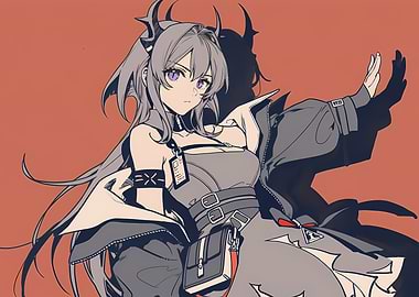 Anime Girl with Horns and Magic