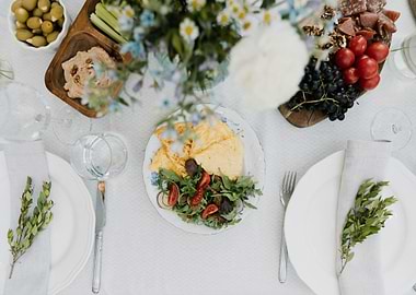 Elegant Table Setting with Food