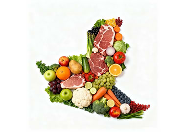 Food Map: Fruits, Vegetables, and Meat