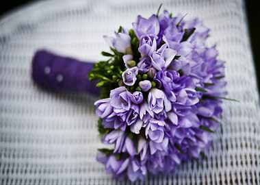 Purple Freesia Wedding Bouquet Close-Up