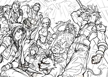Final Fantasy VII Group Sketch