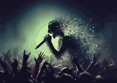 Chester Bennington Singer Performing on Stage with Crowd