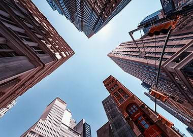 Skyscrapers View from Below, Clear Sky