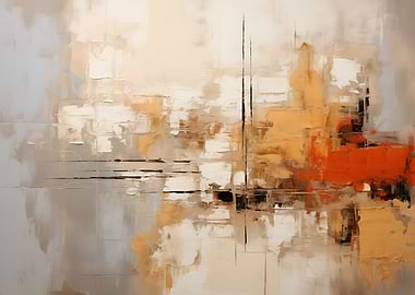 Abstract Painting with Orange and Gray