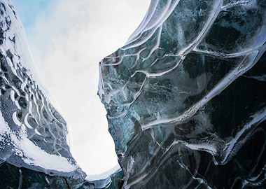 Ice Cave Interior with Sky View