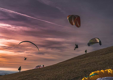 Paragliding at Sunset