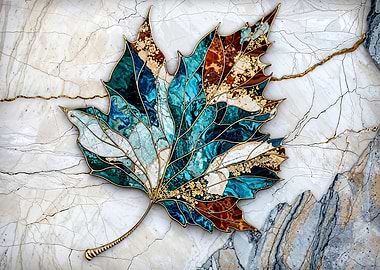 Kintsugi Maple Leaf on Marble
