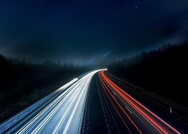 Night Highway Light Trails