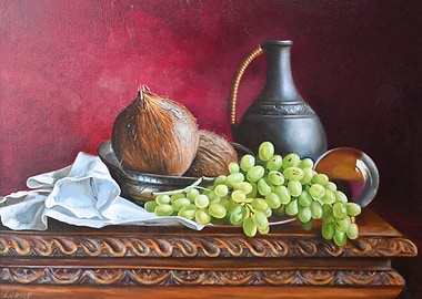 Still Life with Coconuts and Grapes