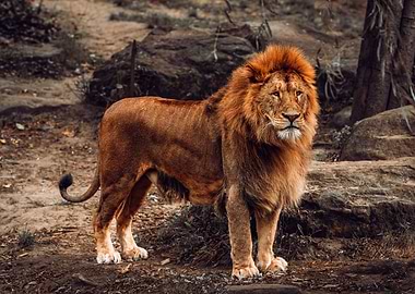 Majestic Lion Portrait in Natural Habitat