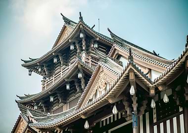 Traditional Asian Architecture with Lanterns