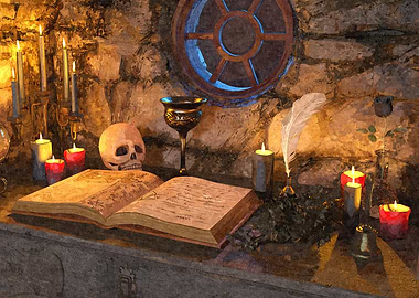 Medieval Fantasy Wizard's Study