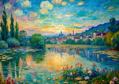 Impressionistic Lake Scene Painting