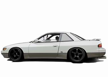 White Silvia S13 Illustration