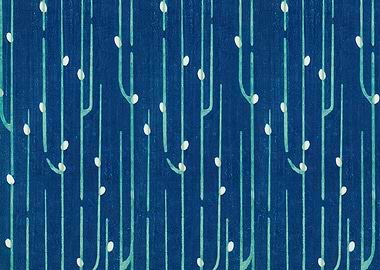 Blue Floral Pattern with White Buds,furuya korin