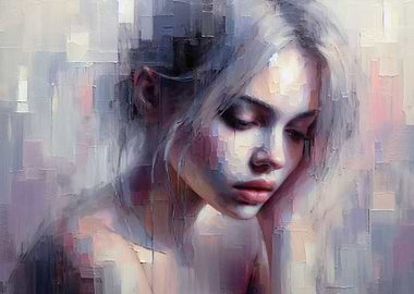 Pensive Woman Portrait Painting