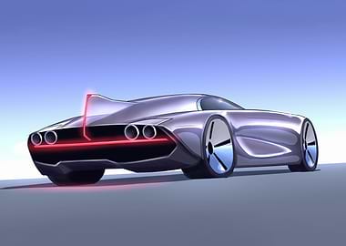 Futuristic Silver Car Concept Art